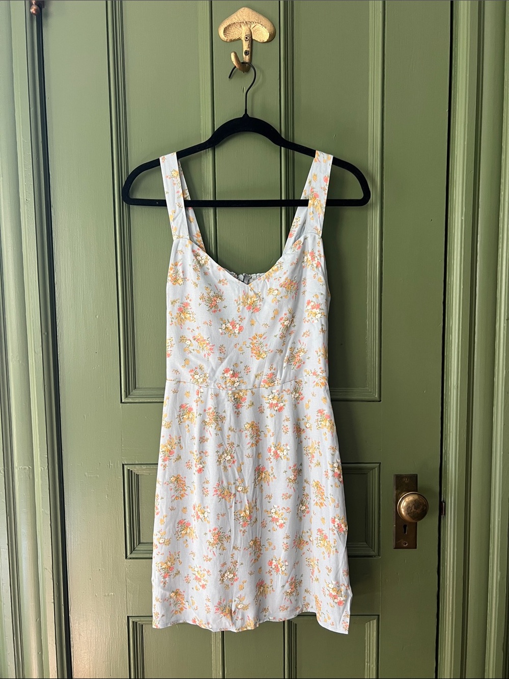 Reformation Light Blue Floral Sundress with Yellow & Pink Accents (Altered)